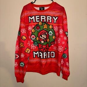 Super Mario Merry  Mario Red Sweater XL Christmas